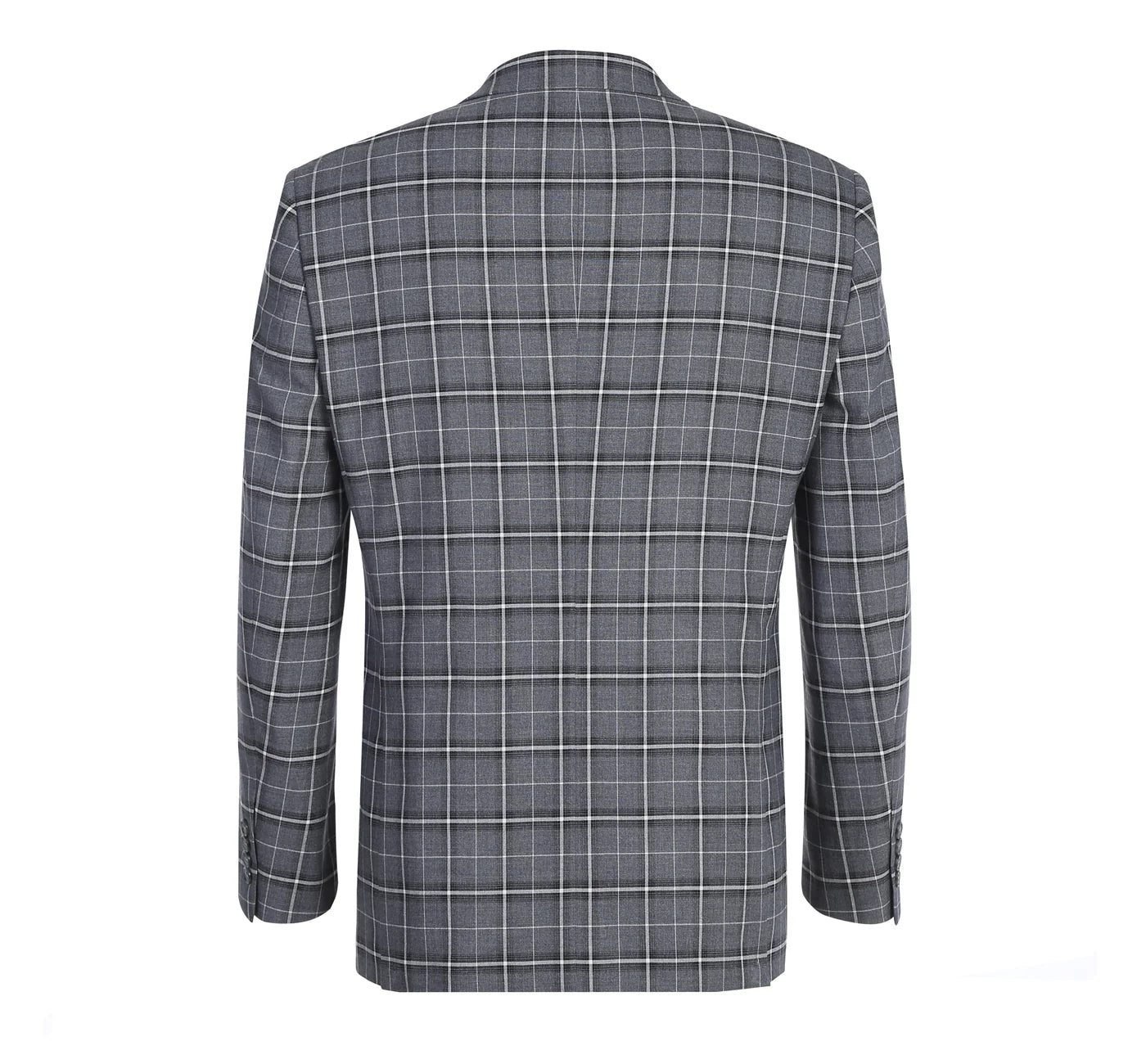 Men’s Gray/White Check Renoir 2-Piece Suit Notch Lapel