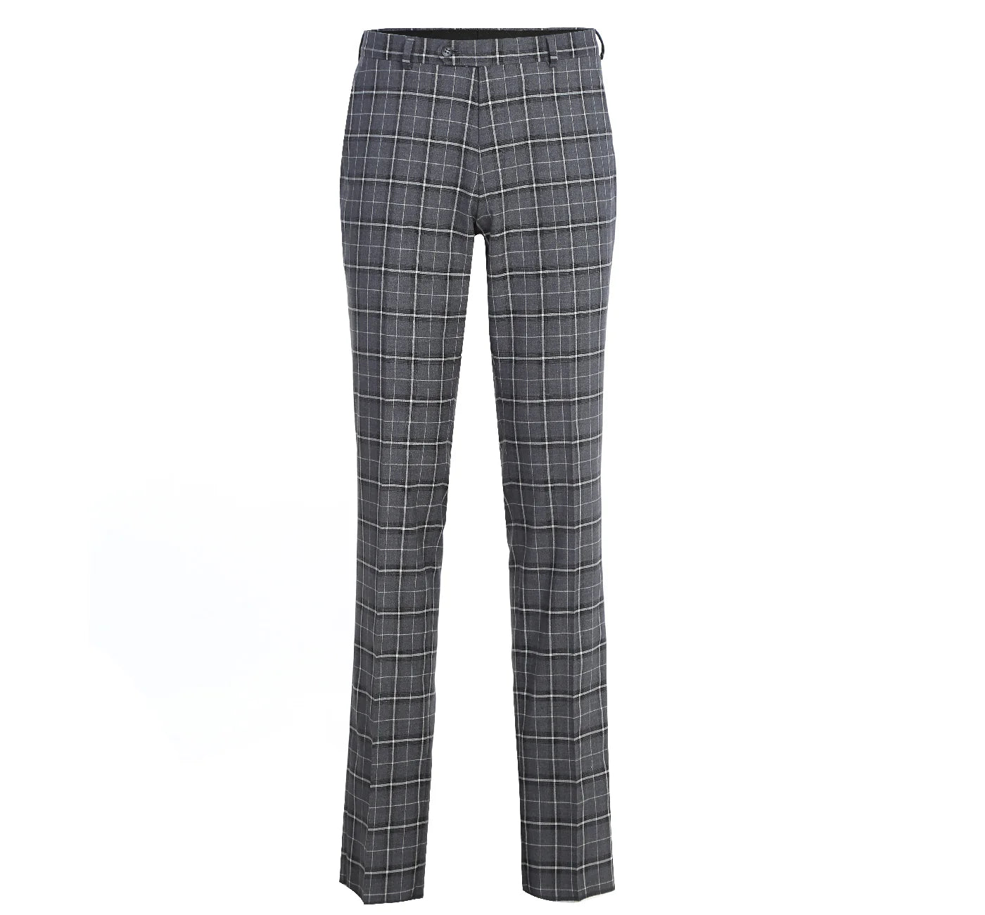Men’s Gray/White Check Renoir 2-Piece Suit Notch Lapel