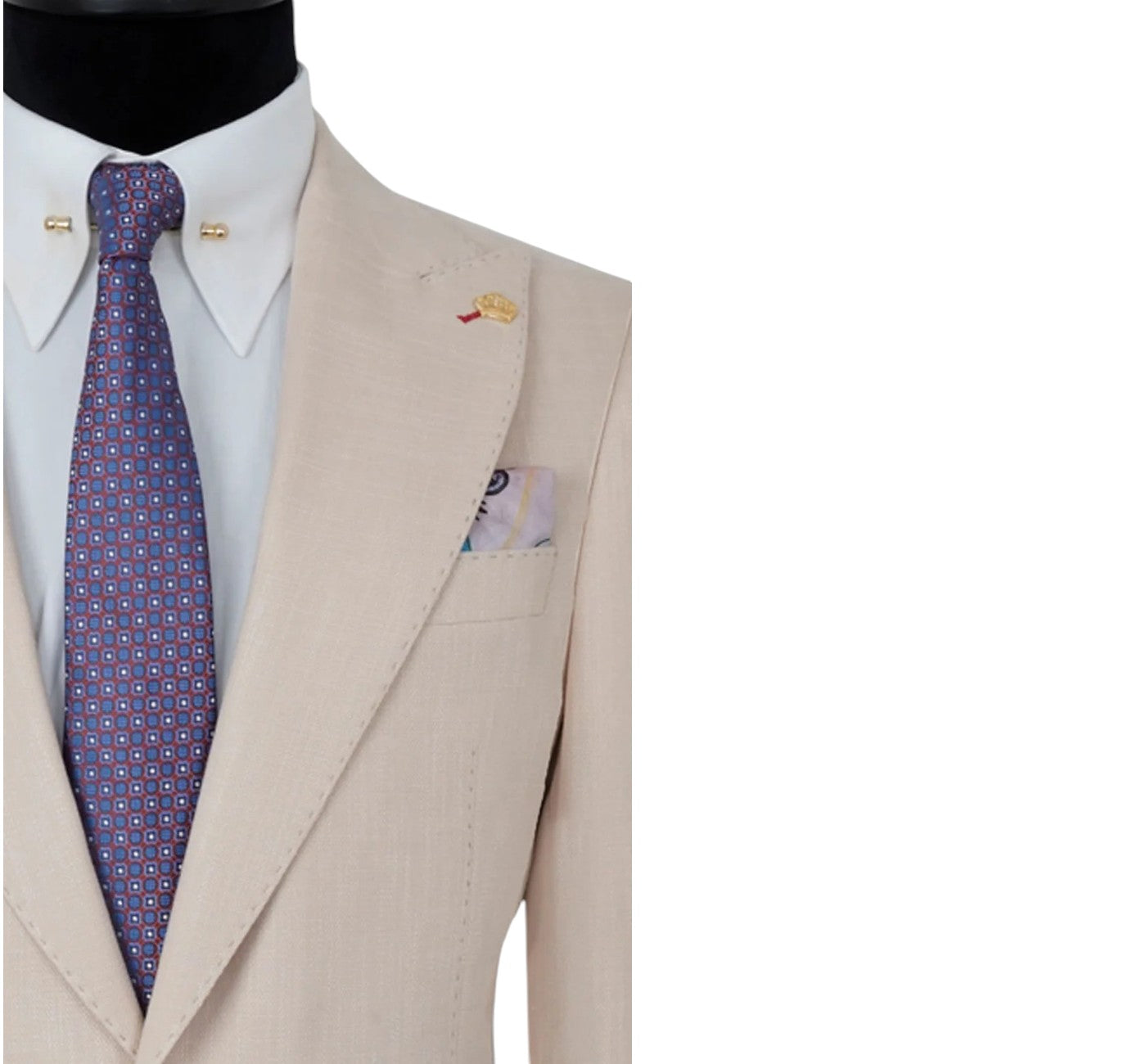 Men’s Efendi 1881 Beige Peak Lapel Two Button Blazer Slim Fit