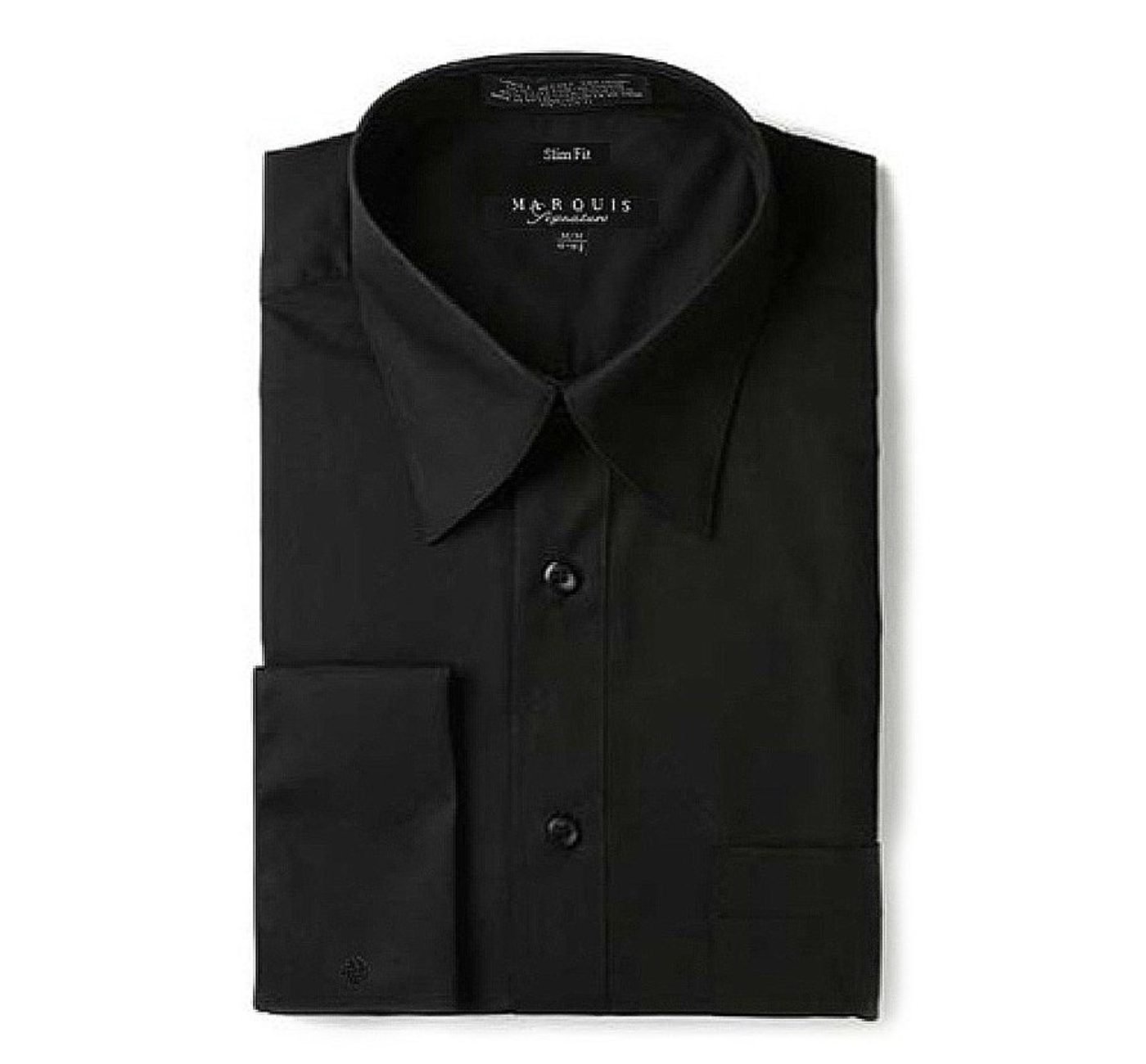 Black Slim Fit Marquis Dress Shirt for Men | French Cuff