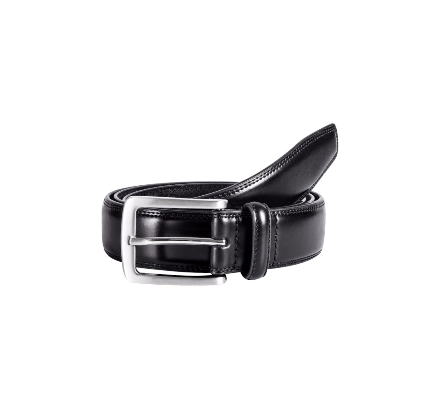 Black Stitched Leather Belt for Men by Valentini