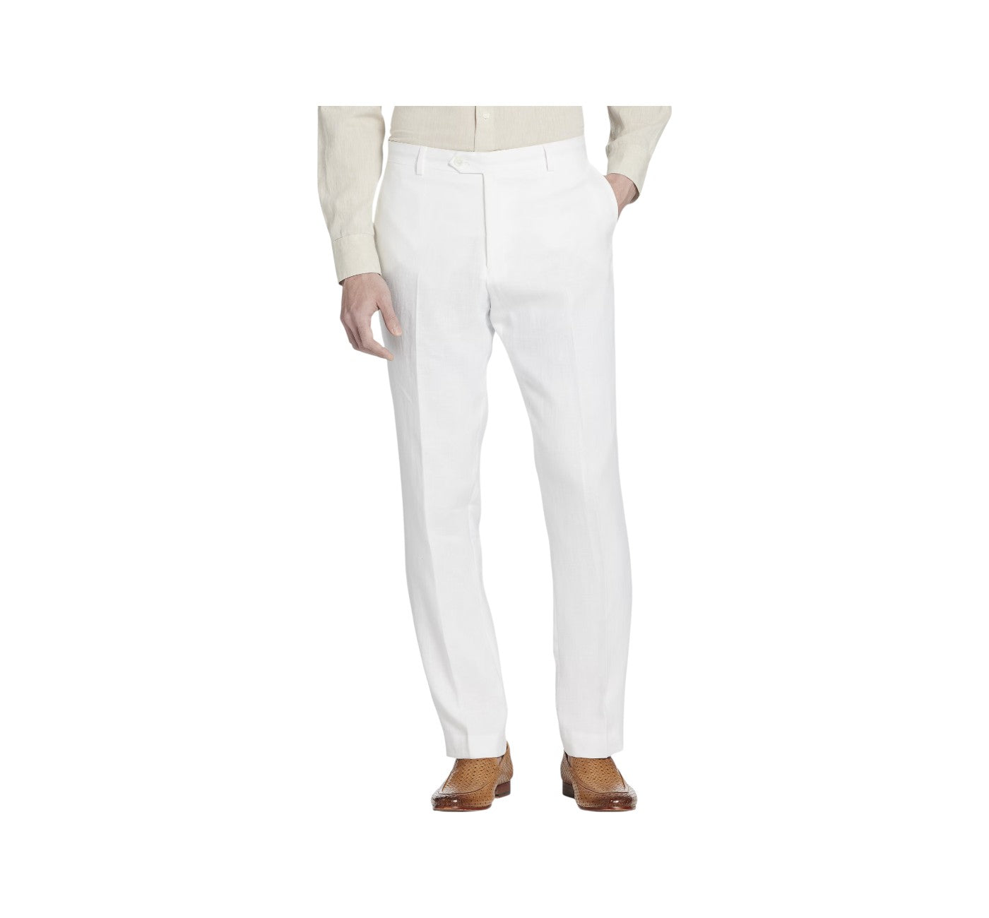 White Enzo Linen Pants | Modern Fit Men&