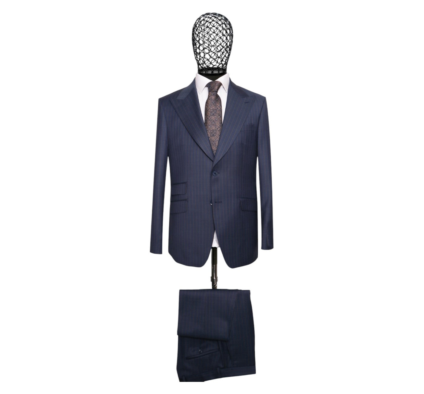 Navy Blue Pinstripe Slim Fit Suit | 2-Piece Peak Lapel