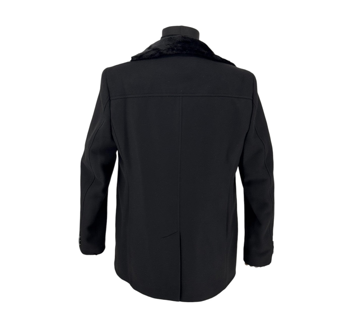 Men’s Cashmere Blend Pea Coat with Fur Hood Zip