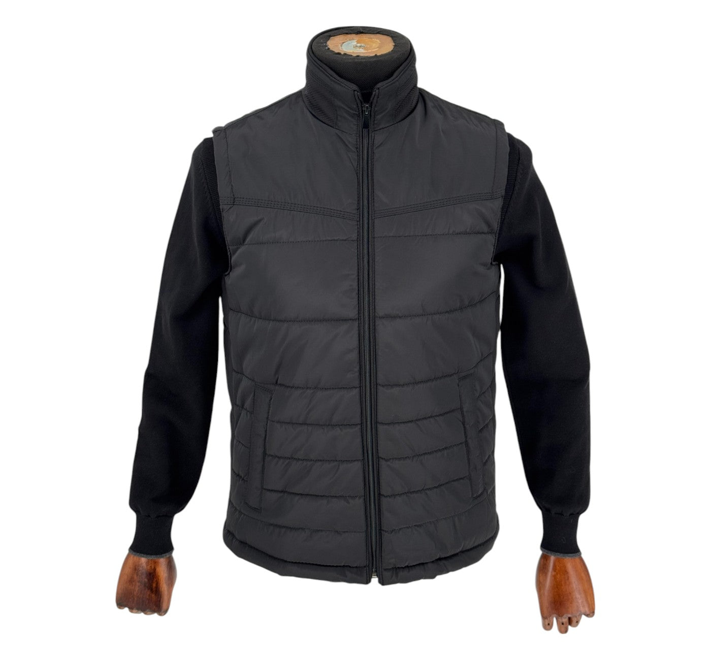 Men’s Black Lightweight Polyester Zip Puffer Vest