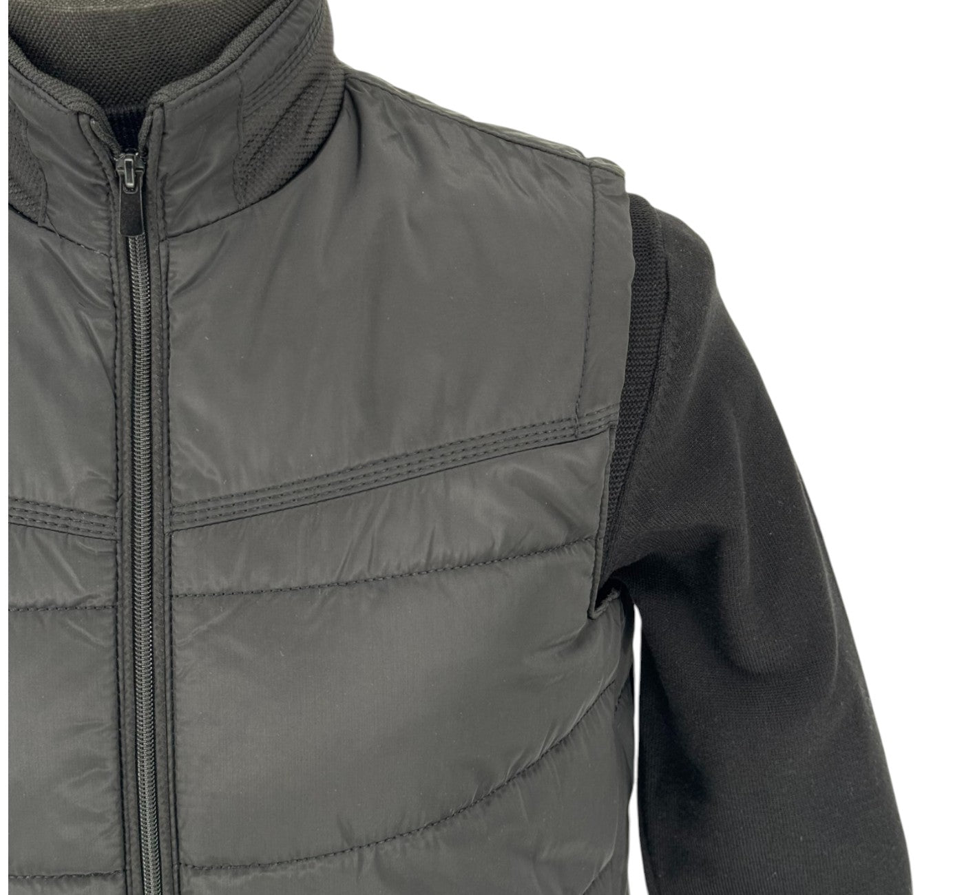 Men’s Black Lightweight Polyester Zip Puffer Vest