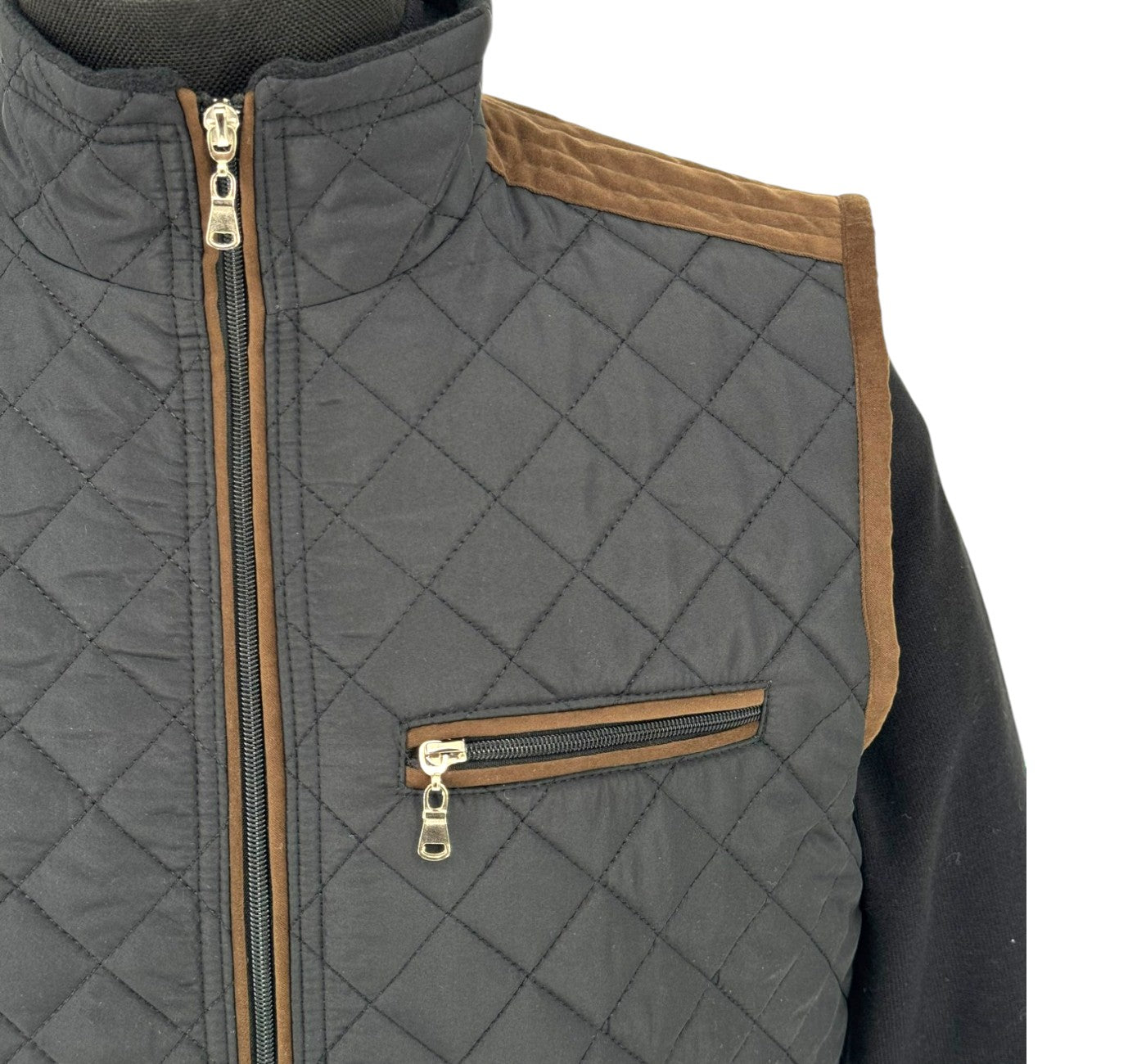 Men’s Black Brown Lightweight Polyester Puffer Vest