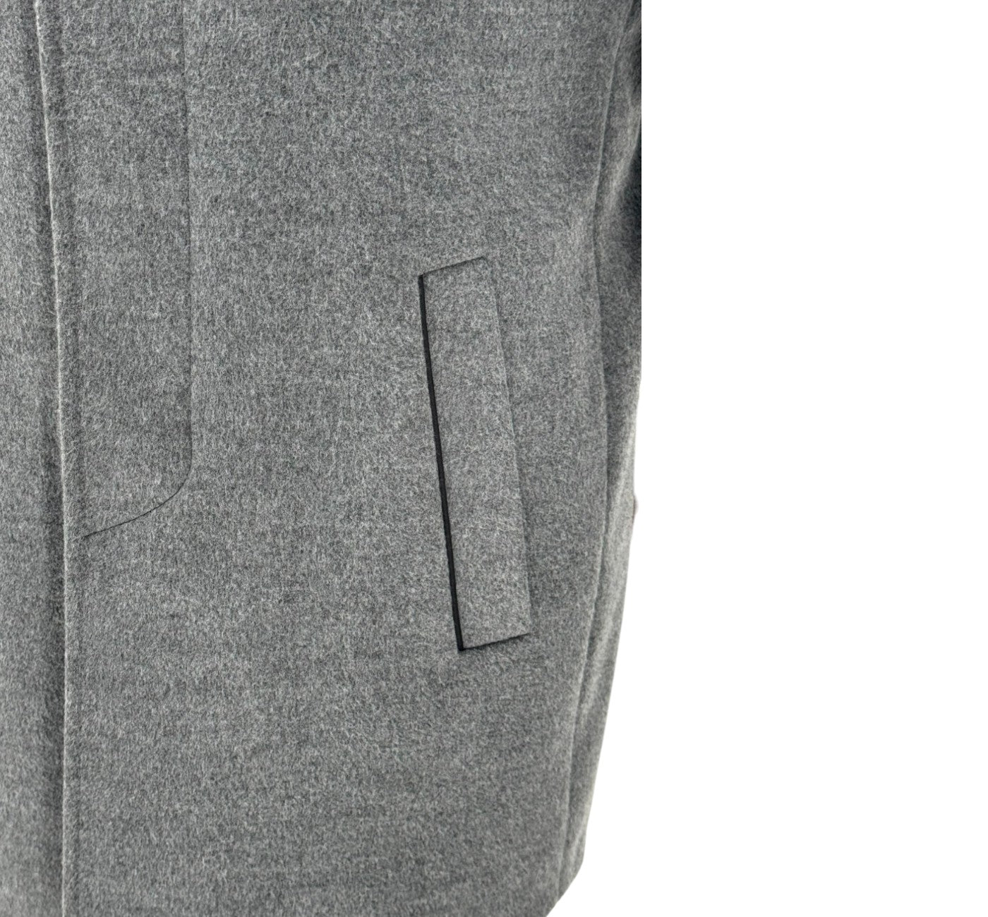 Men’s Light Charcoal Gray Pea Coat | Cashmere Blend Fur Hood