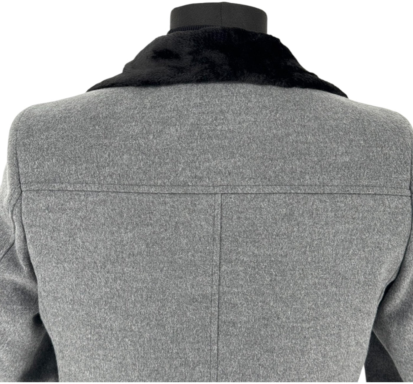 Men’s Light Charcoal Gray Pea Coat | Cashmere Blend Fur Hood