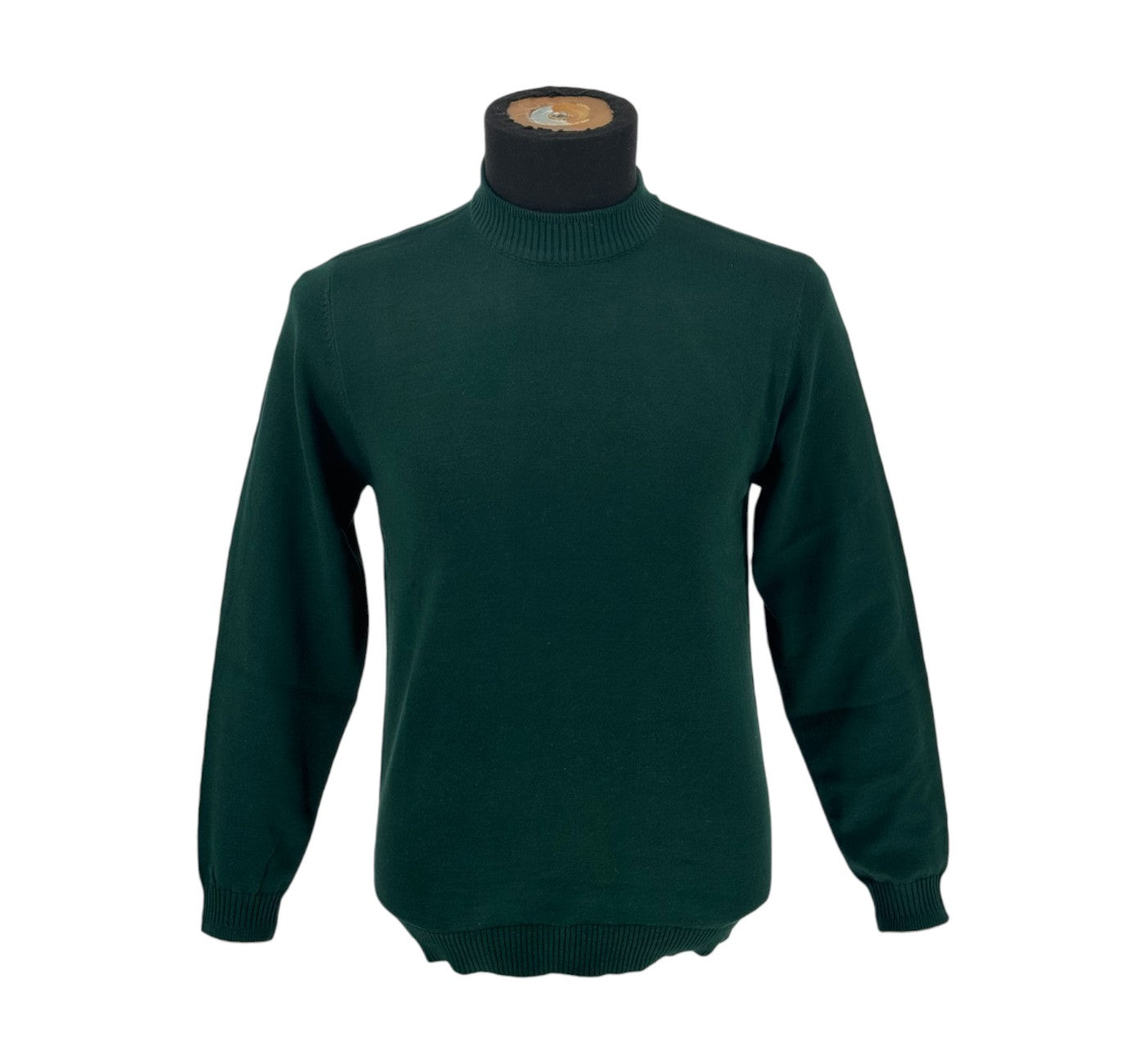 Green Long Sleeve Mockneck Sweater for Men