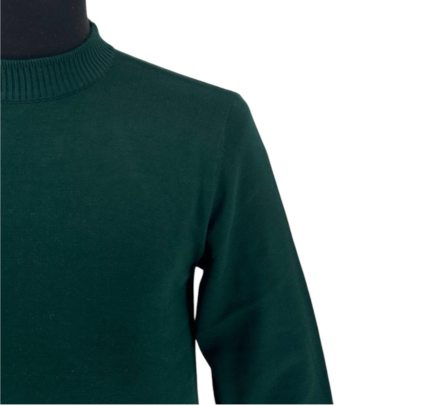 Green Long Sleeve Mockneck Sweater for Men