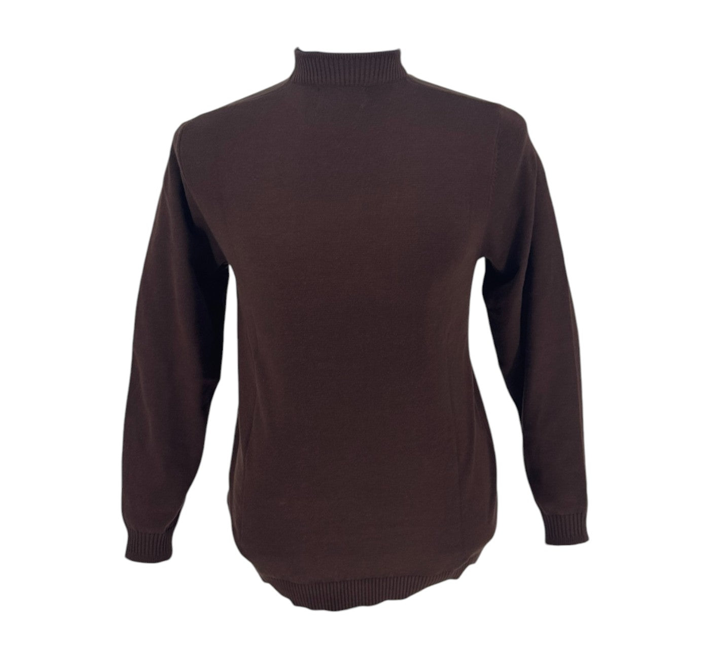 Brown Long Sleeve Mockneck Sweater for Men | Classic Fit