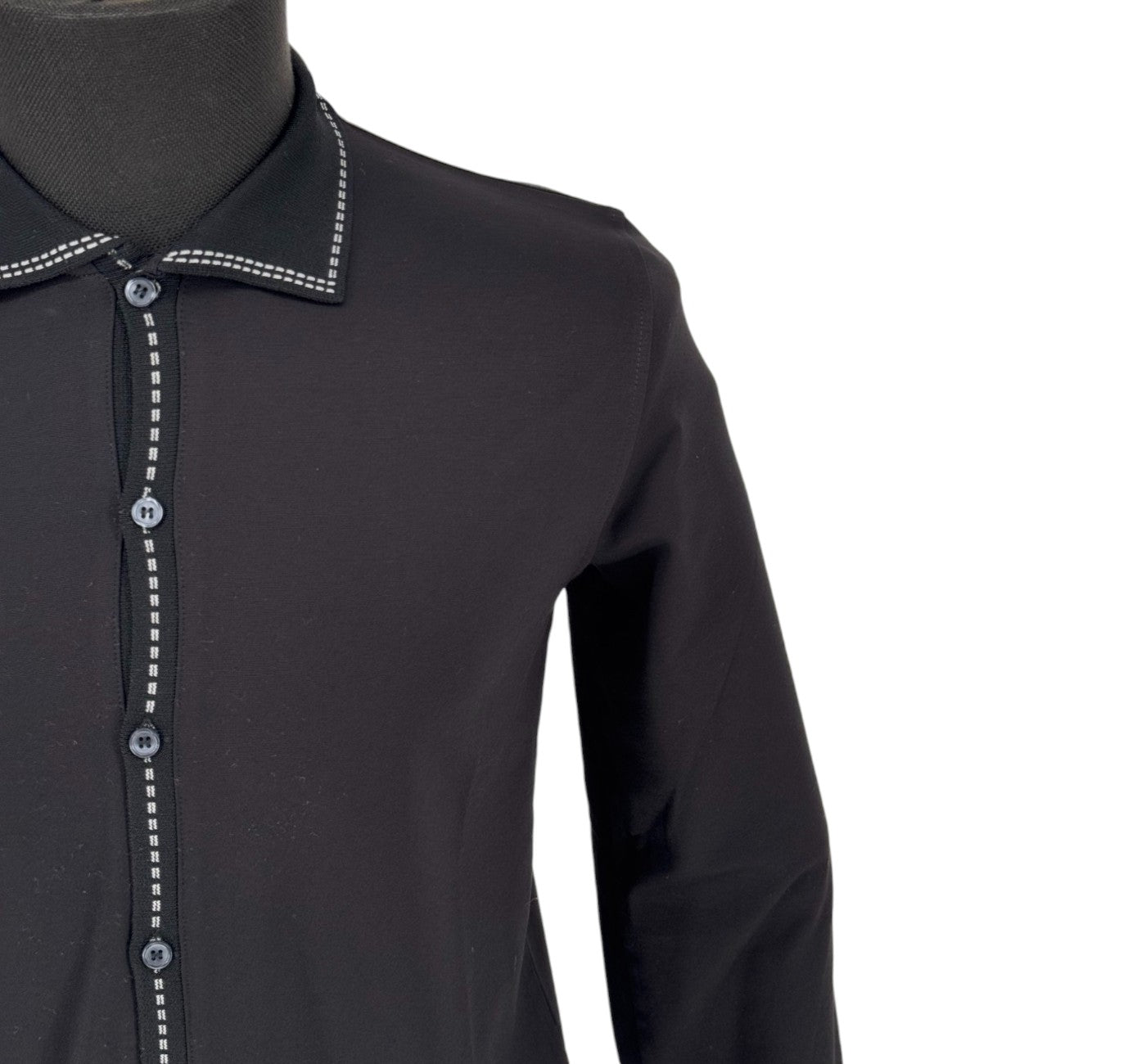 Men’s Rafanelli Milano Black Solid Button Up Casual Shirt Modern Fit