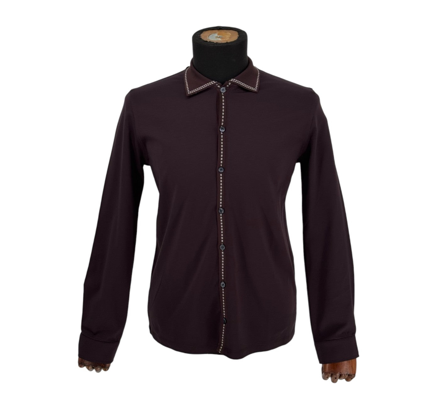 Men’s Rafanelli Milano Brown Solid Button Up Casual Shirt Modern Fit