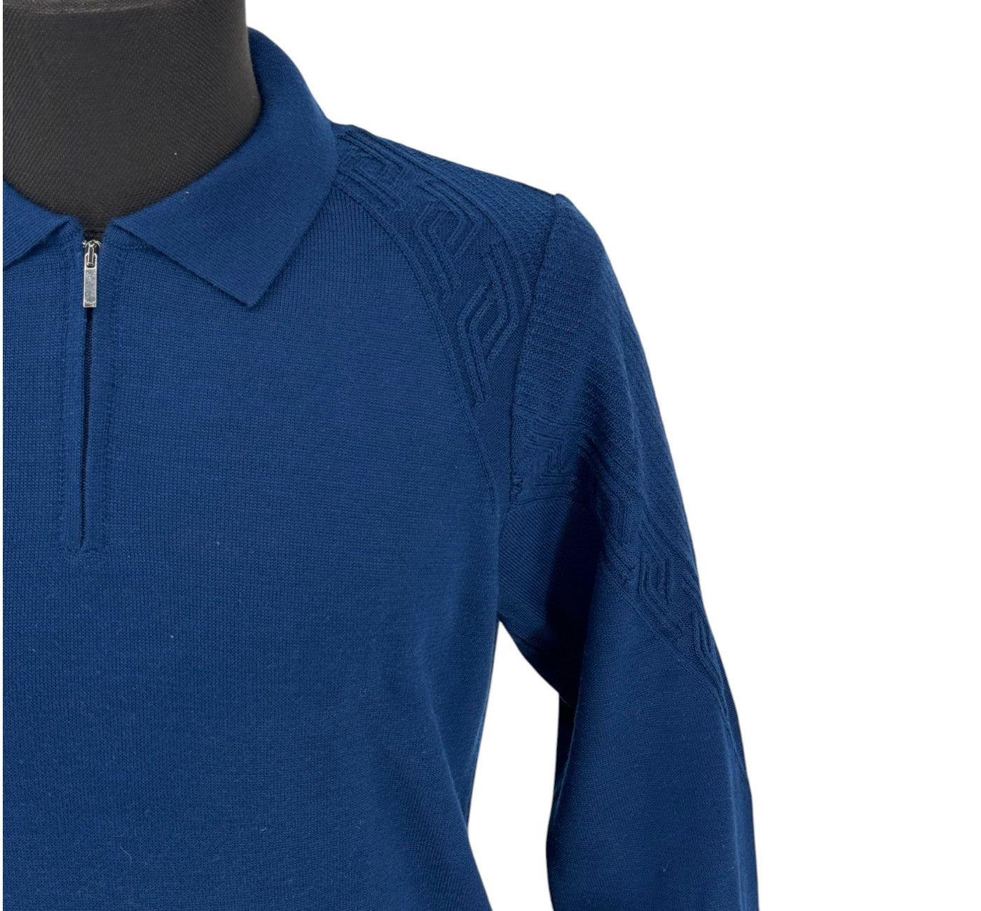 Men’s Rafanelli Milano Blue Zip Up Casual Shirt Modern Fit