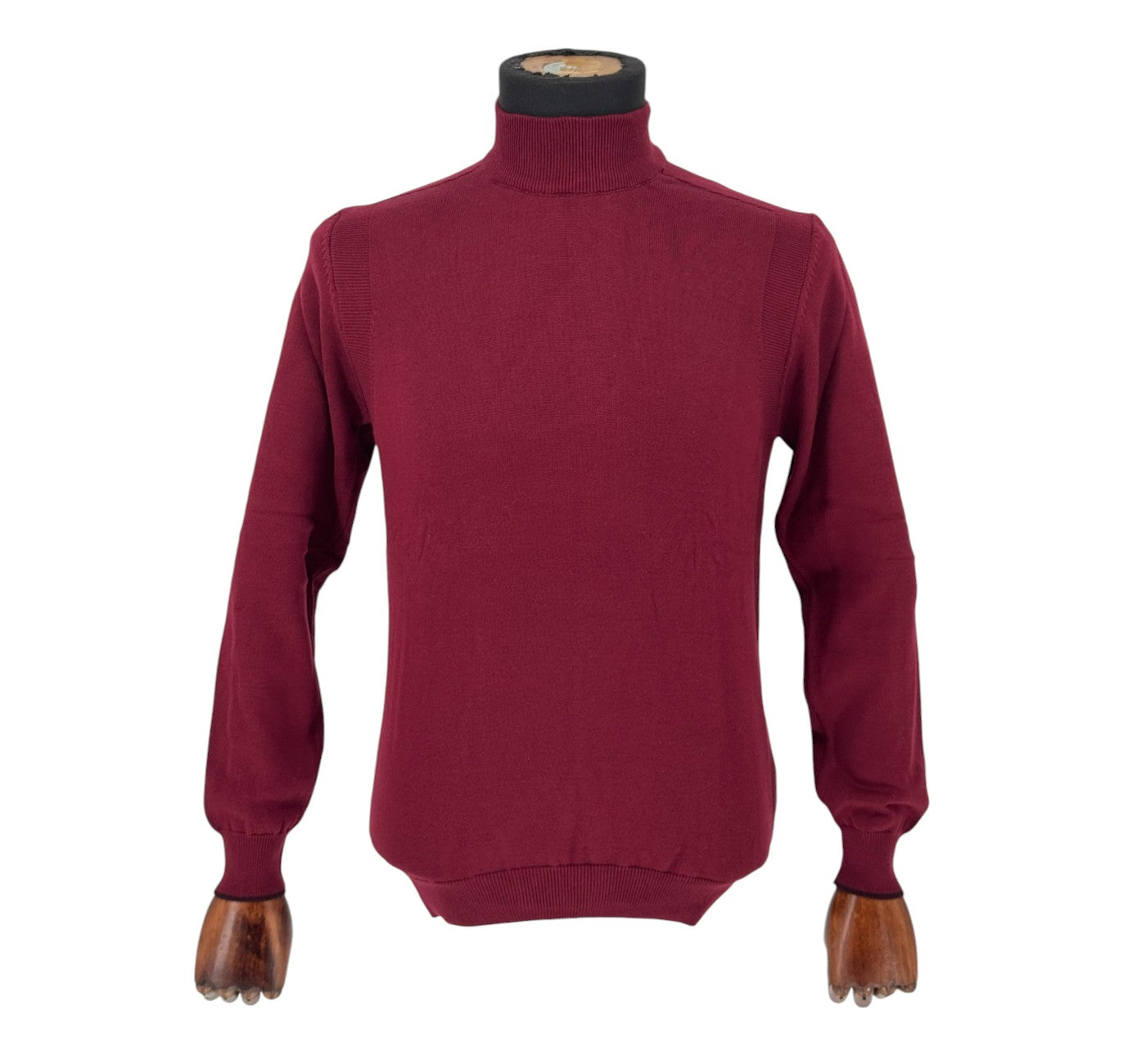 Red Cotton Blend Mockneck Sweater Shirt for Men