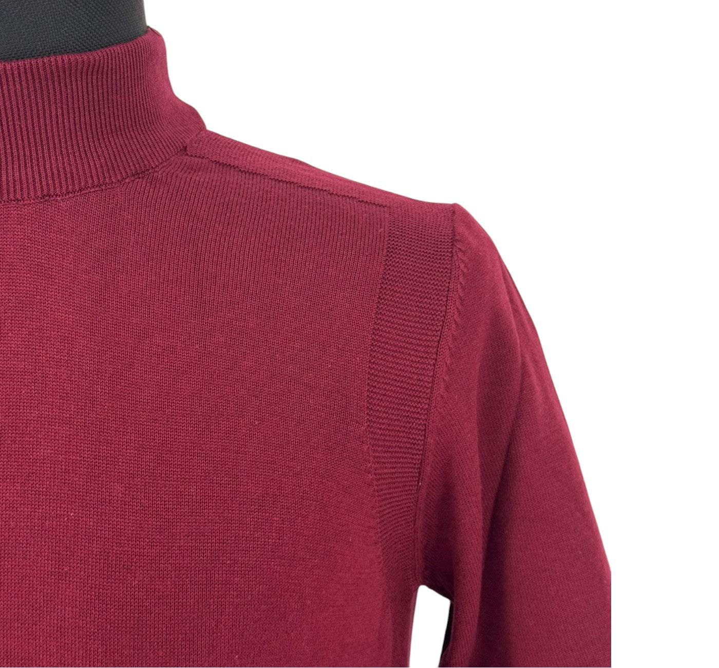 Red Cotton Blend Mockneck Sweater Shirt for Men