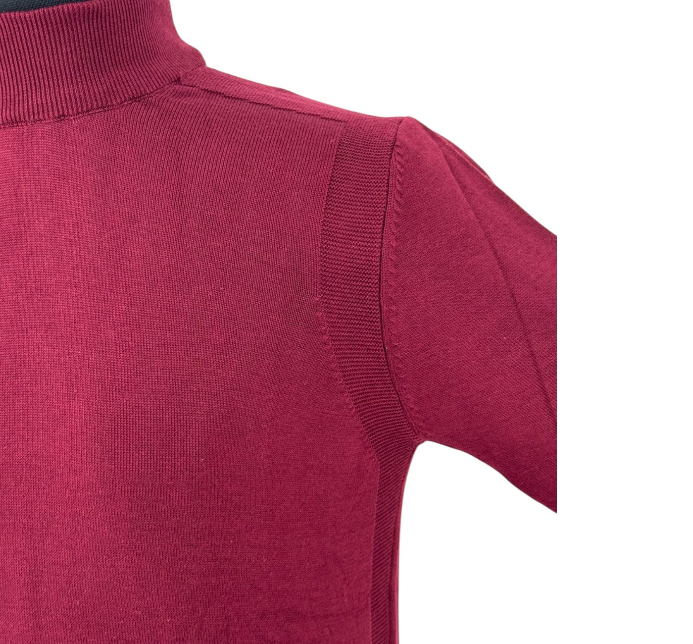 Red Cotton Blend Mockneck Sweater Shirt for Men