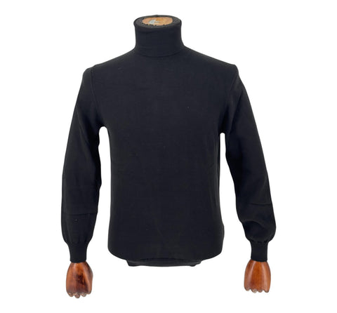 Men's Black Cotton Blend Turtle Neck Sweater Shirt