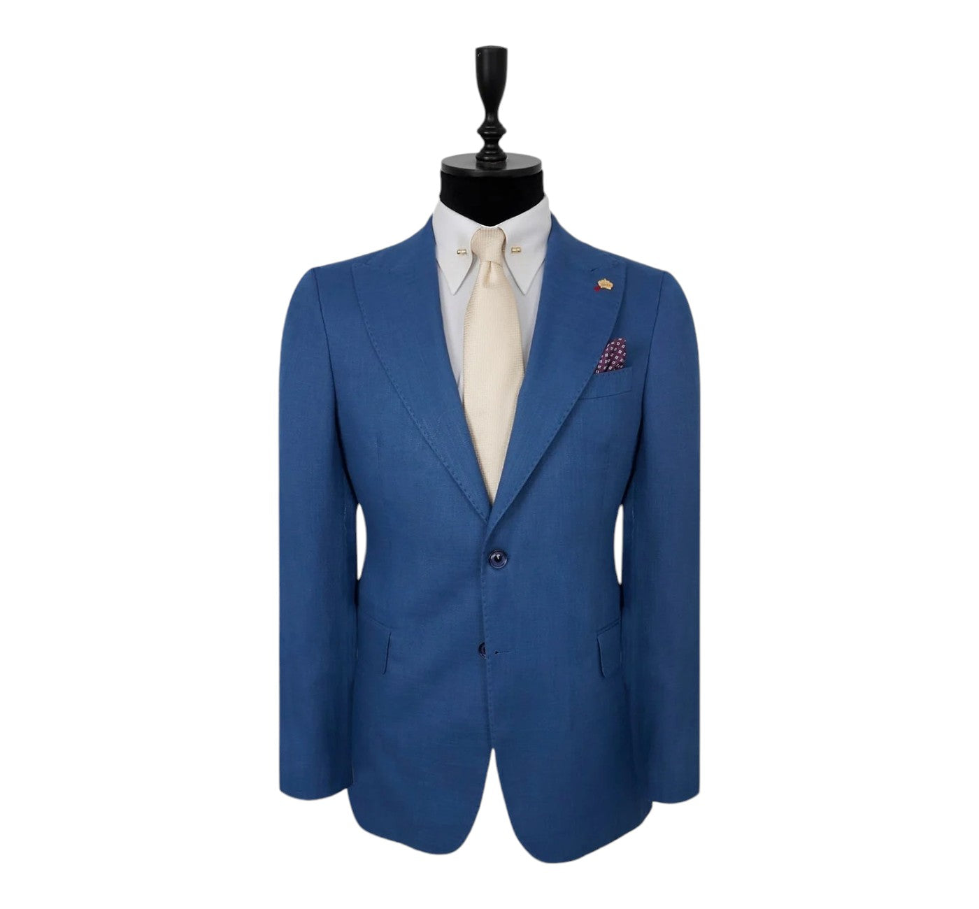Men’s Efendi 1881 Blue Two-Button Peak Lapel Blazer Slim Fit