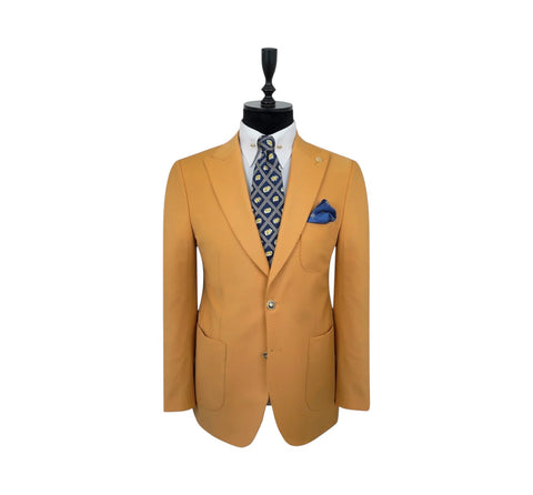Men's Efendi 1881 Mustard Two-Button Blazer | Slim Fit Wool
