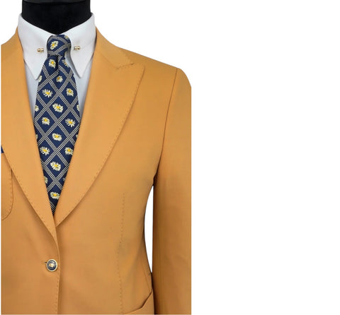 Men's Efendi 1881 Mustard Two-Button Blazer | Slim Fit Wool