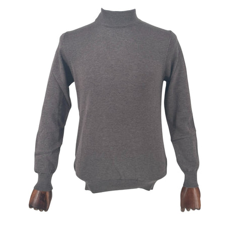 Men's Light Brown Cotton Blend Mockneck Sweater Shirt