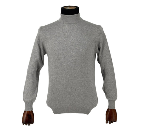 Men's Light Gray Cotton Blend Mockneck Sweater Shirt