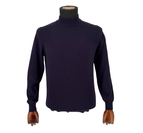 Men's Purple Cotton Blend Mockneck Sweater Shirt