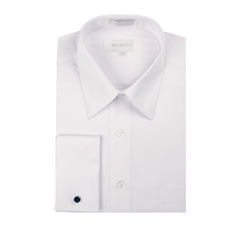 Men's White Marquis Dress Shirt | Classic Fit French Cuff