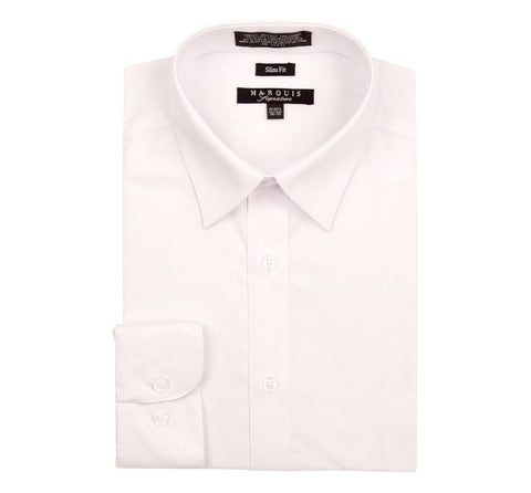 Men's White Slim Fit Marquis Signature Dress Shirt
