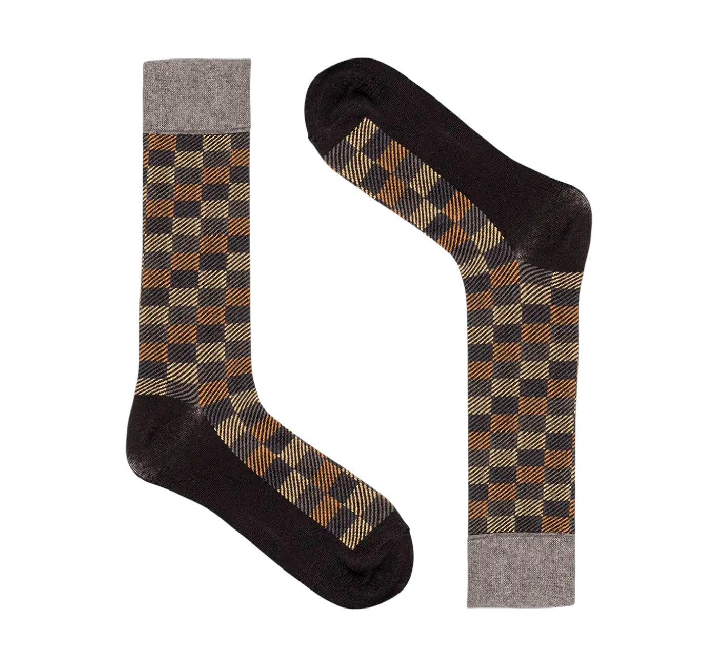 Men’s Stacy Adam Black & Gold Modern Block Crew Dress Socks