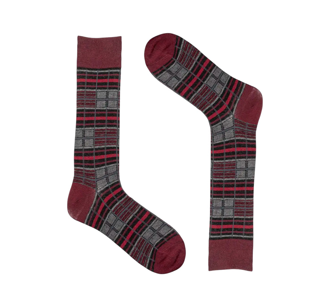 Men’s Stacy Adam Black & Red Plaid Cotton Blend Dress Socks