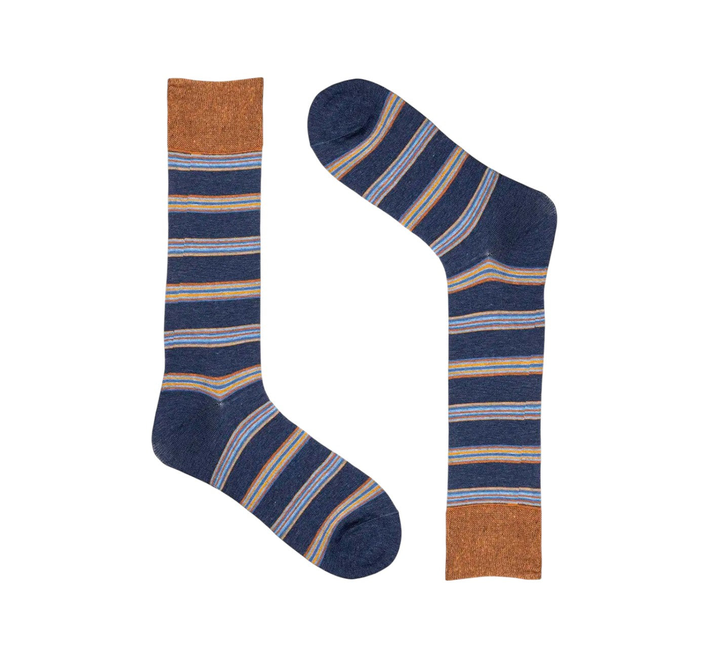 Men’s Blue Multi Stripe Crew Dress Socks Stacy Adams