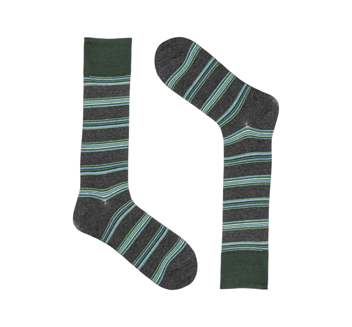 Men’s Gray Stripe Crew Dress Socks Cotton Blend Stacy Adams