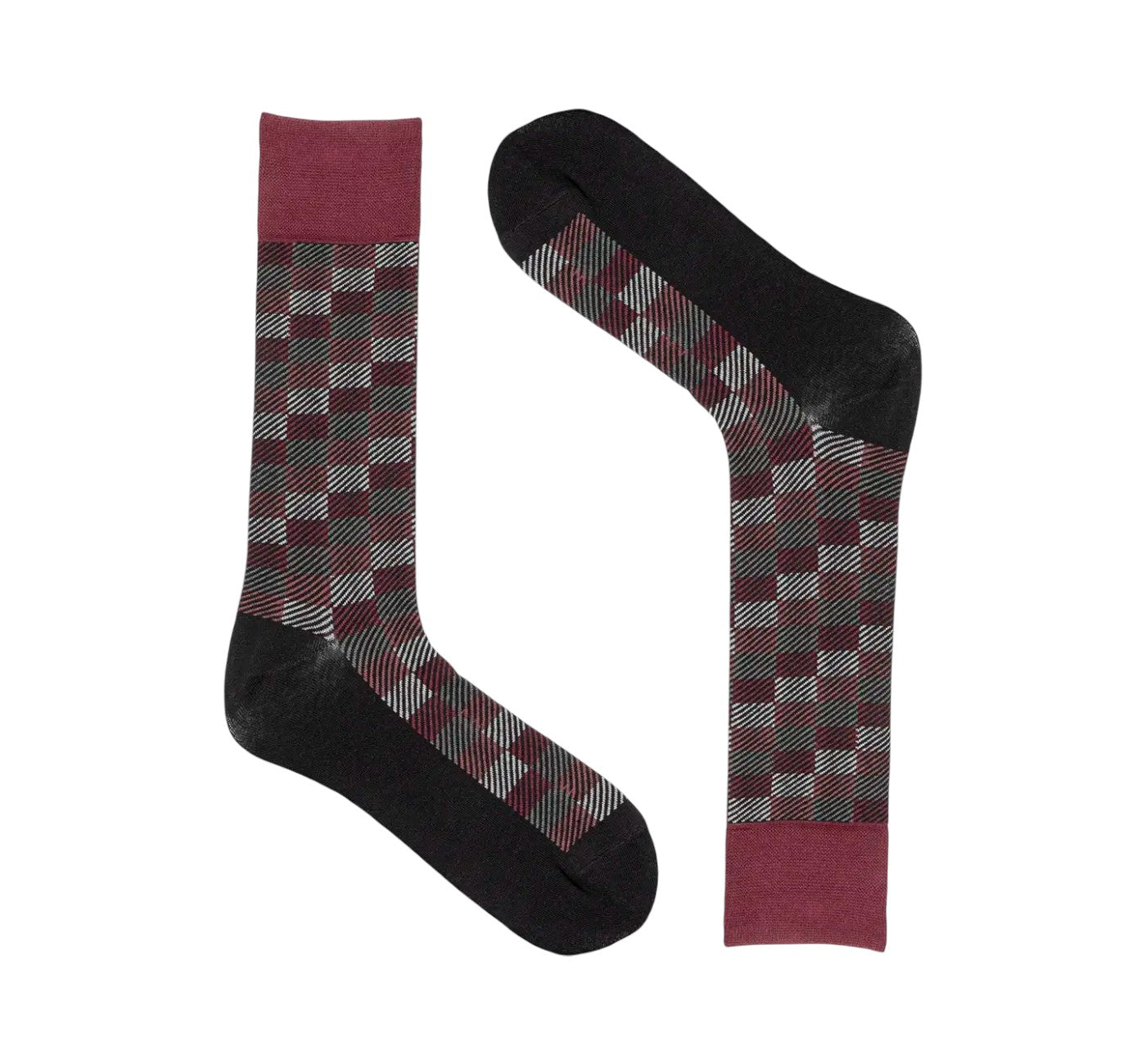Men’s Stacy Adam Burgundy Multi Block Cotton Blend Dress Socks