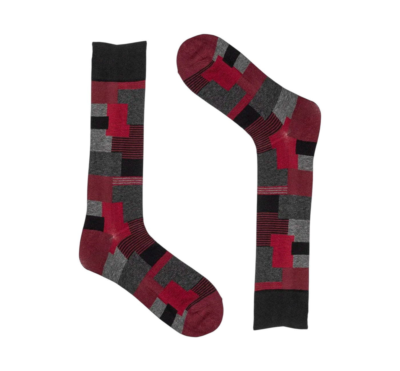 Men’s Red Modern Motif Crew Dress Socks Stacy Adams