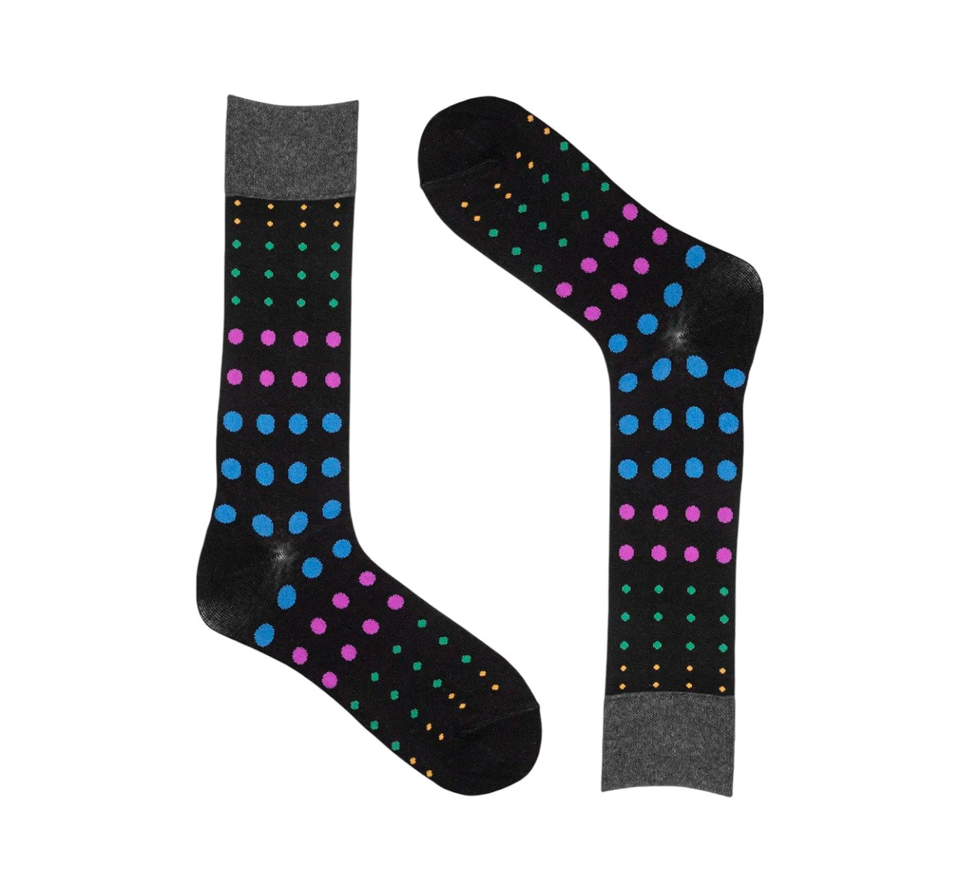 Men’s Dark Gray Dotted Crew Dress Socks Cotton Blend