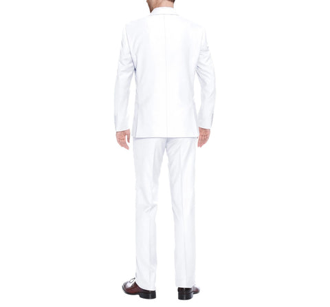 Men's White 2-Piece Single Breasted Notch Lapel Classic Fit Renoir Suit