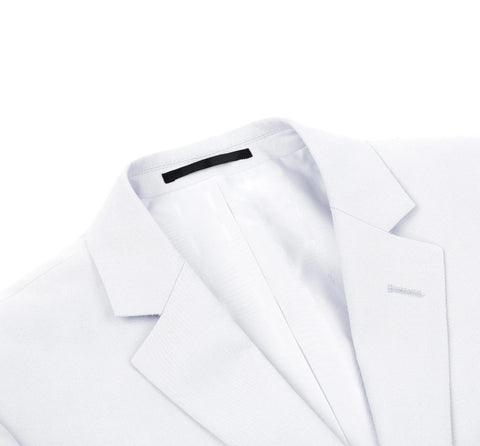 Men's White 2-Piece Single Breasted Notch Lapel Classic Fit Renoir Suit