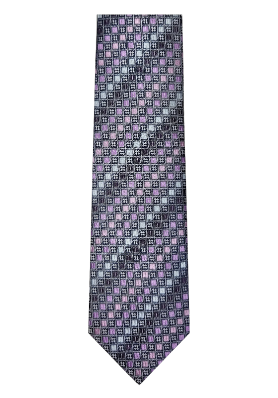 Marquis Purple/Blue/Black Pattern Tie W/ Hanky (Slim Fit) 