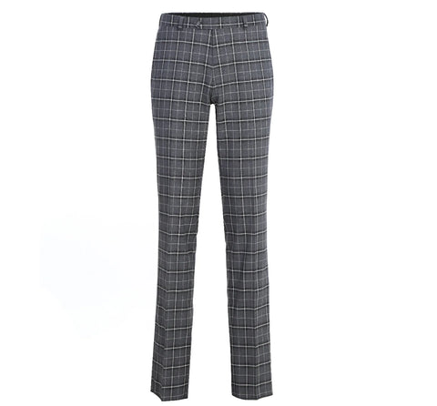 Men's Gray/White Check 2-Piece Single Breasted Notch Lapel Classic Fit Renoir Suit