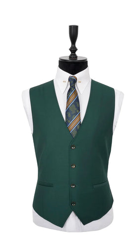 Men's Solid Green One-Button Peak Lapel Efendi 1881 3 Piece Suit (Virgin Wool/Slim Fit)