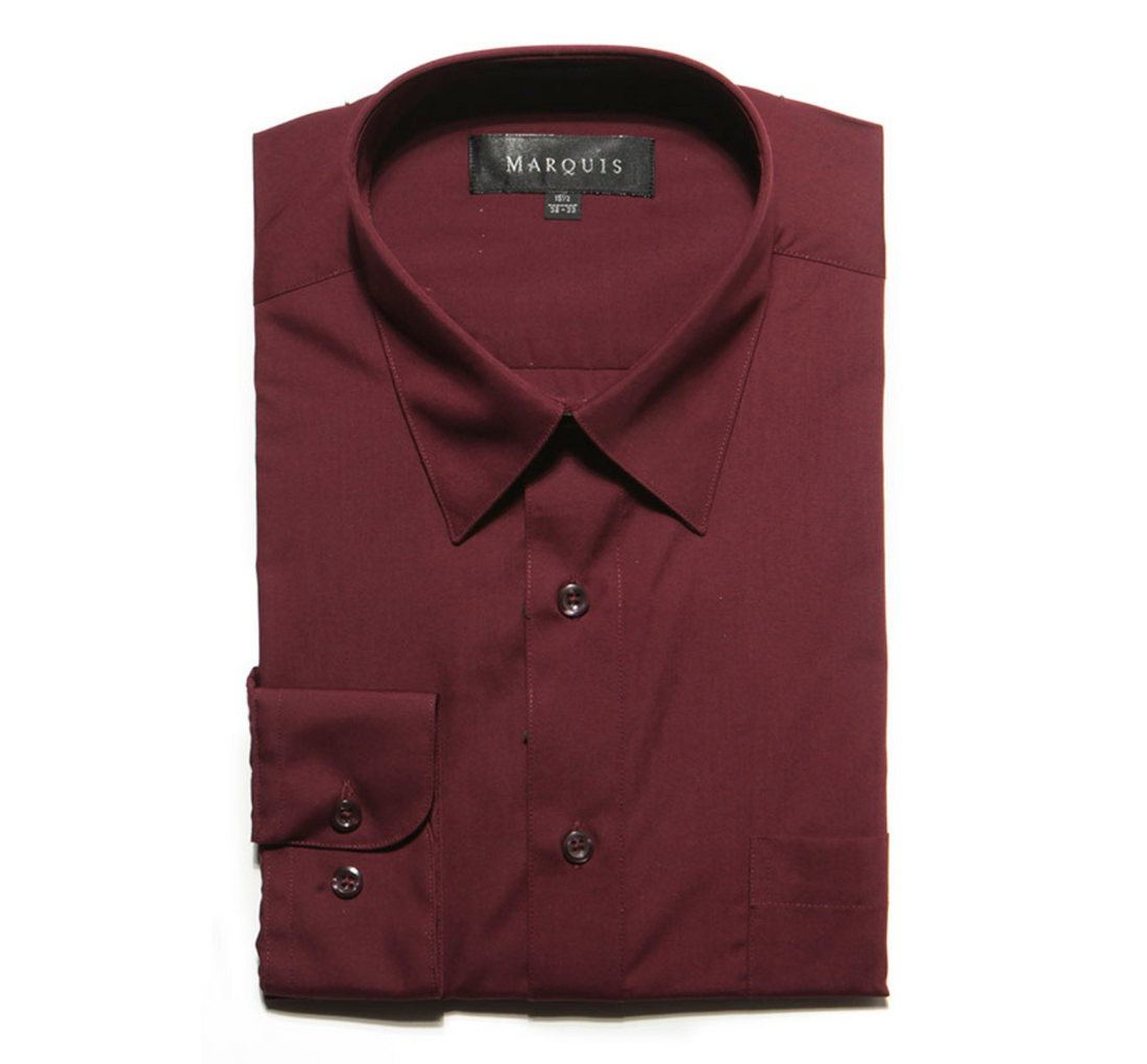 Burgundy Classic Fit Marquis Cotton Dress Shirt for Men