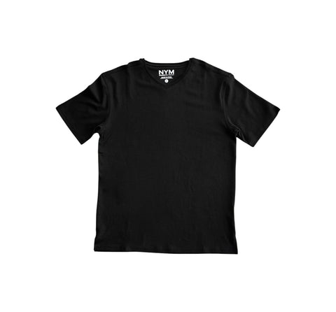 Men's Short Sleeve Cotton V-Neck Black T-Shirt