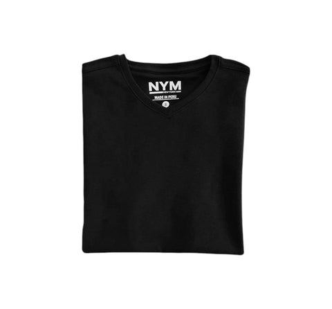 Men's Short Sleeve Cotton V-Neck Black T-Shirt