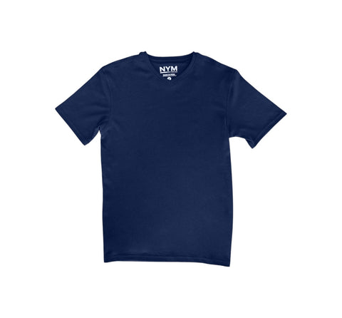 Men's Short Sleeve Cotton V-Neck Navy Blue T-Shirt