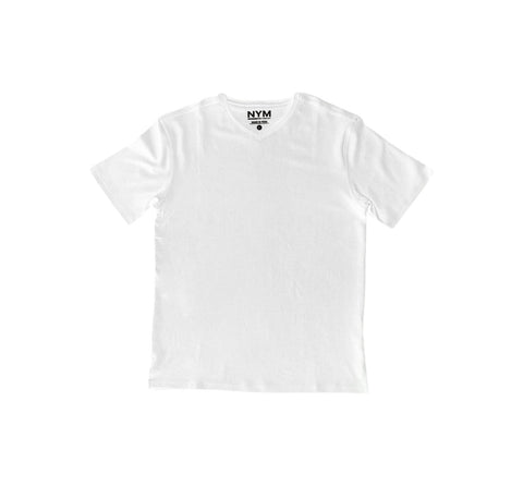 Men's Short Sleeve Cotton V-Neck White T-Shirt