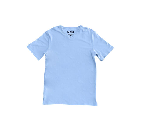 Men's Short Sleeve Cotton V-Neck Light Blue T-Shirt
