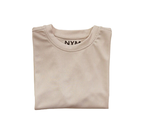 Men's Short Sleeve Cotton V-Neck Beige T-Shirt